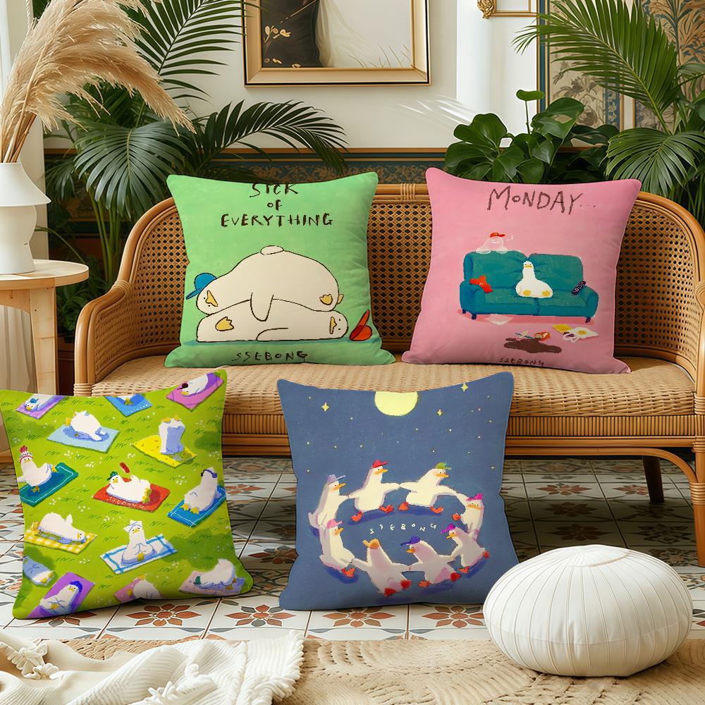 SSEBONG ART cushion cover Pillow Case Plush Fabric Soft Double Sided Print Sofa Cushion Cover Throw Pillow Covers