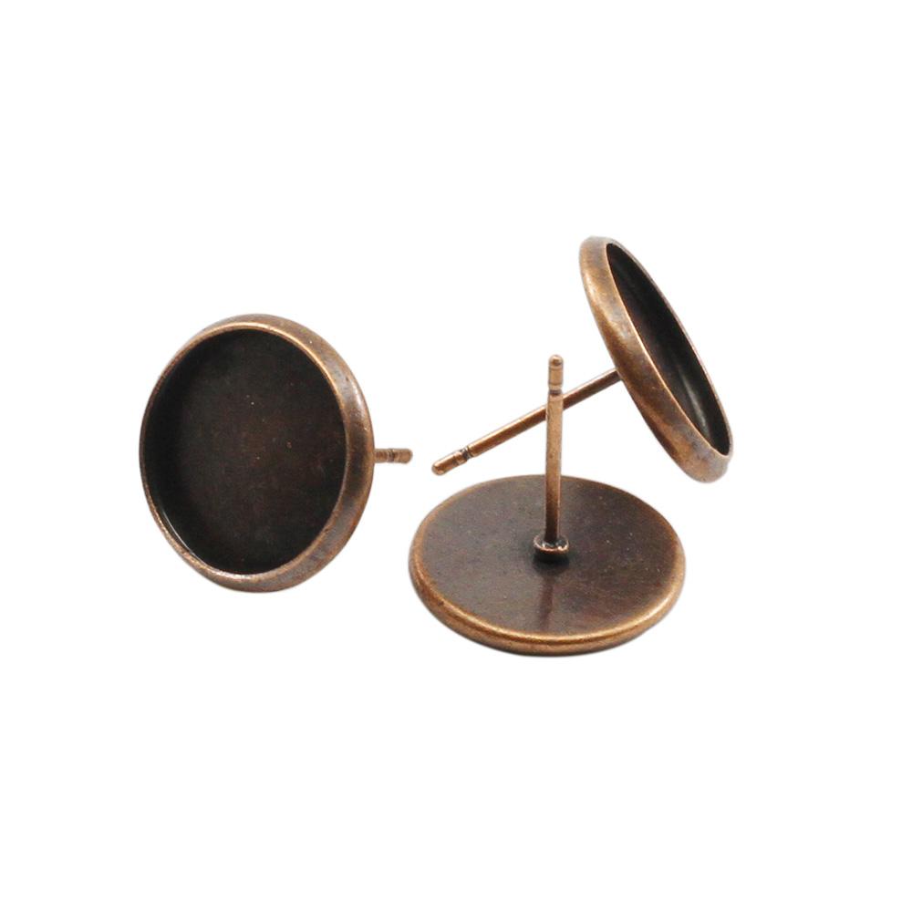20-50pcs Iron Blank Earring Base Cabochon Cameo Base 8 10 12 14 16 mm Flat Earring Setting Supplies For Jewelry Making