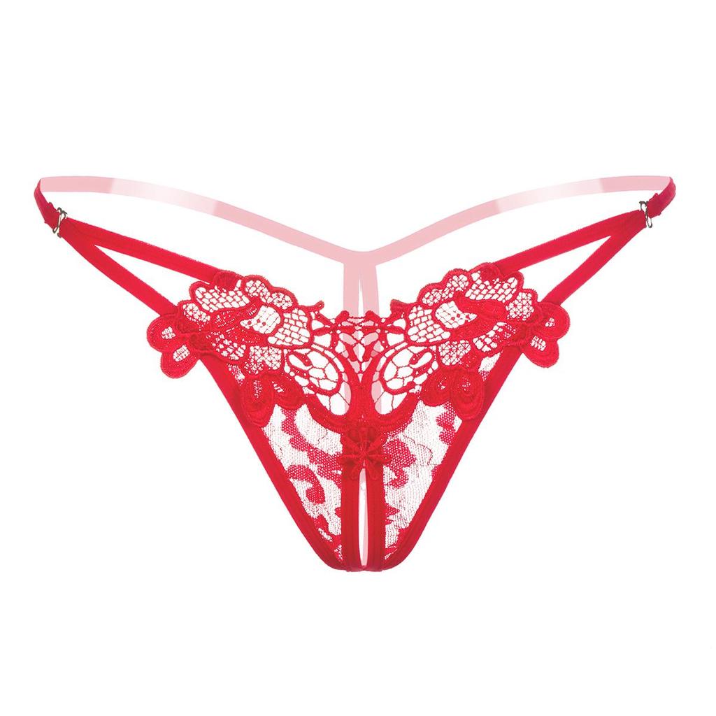 Erotic Panties Ladies Crotch Openning Underwear Sexy Embroidered Hollow Out Underpants See-Through Lingerie Hot Thongs