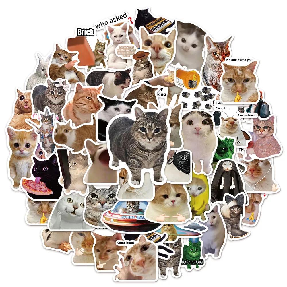 50 шт. Kawaii Love Cat ПВХ наклейка эстетические детские корейские украшения канцелярские принадлежности для скрапбукинга школьные принадлежности для детей
