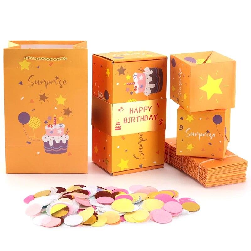 Surprise Gift Box with Confetti Cash Explosion Bounce Gift Box for Money Cards Photo Anniversary Valentine Birthday Prank Boxes