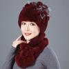 Новая шапка из меха кролика рекс, женская, модная, осенне-зимняя, утолщенная, теплая, с защитой ушей, шарф, набор для защиты шеи, взрослая