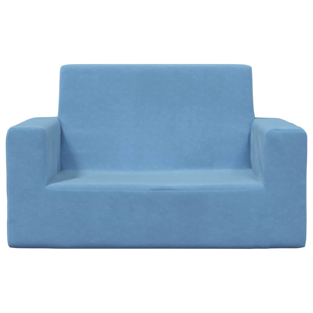 Kids Sofa 2 Seater Blue Soft Plush