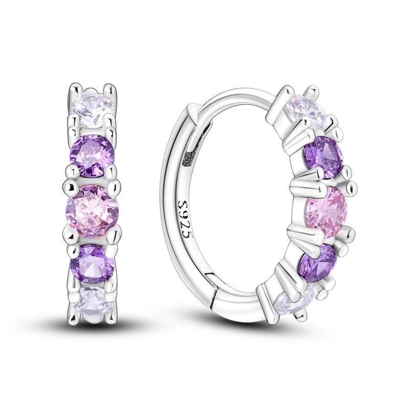 Серьги из стерлингового серебра 925 пробы, фиолетовая серия, перо, бабочка, ловец снов, светлячок, циркон, для женщин, роскошные украшения, свадебный подарок
