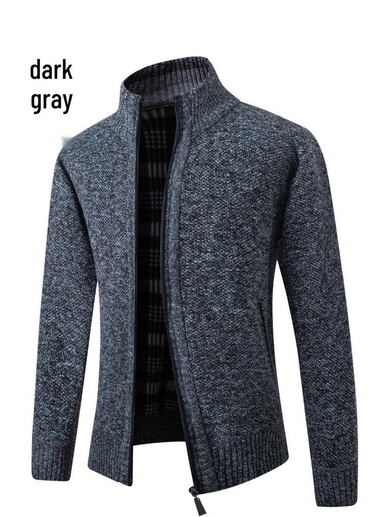 Мужской европейский кардиган с длинными рукавами из толстой вязки - повседневный спортивный стиль для улицы