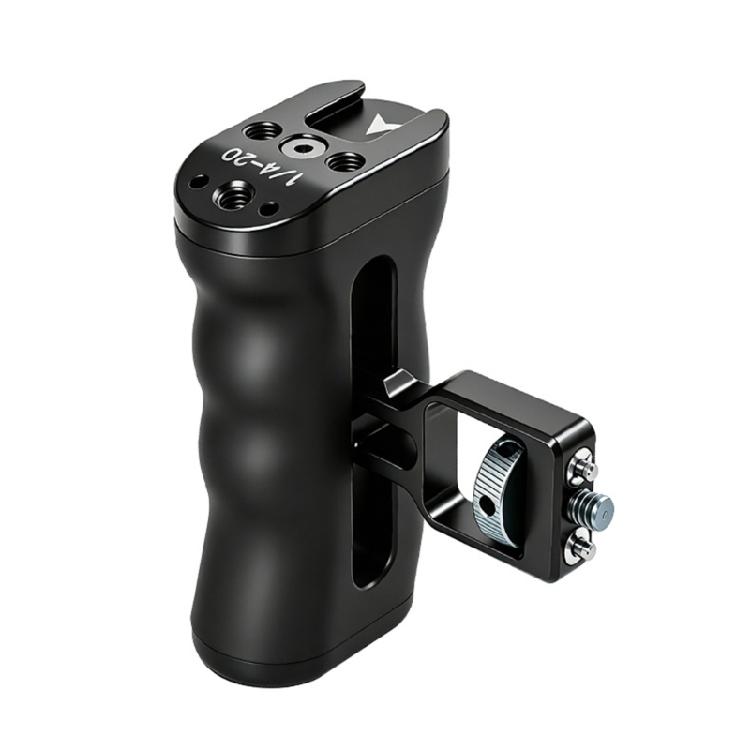 Camera Side Handle for Handheld Filming, Reversible Cage Mount with 1/4-20 Locating Pin and Contoured Grip for Gear Expansion and Side Support
