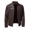 Модные мужские осенне-зимние теплые повседневные кожаные куртки с длинным рукавом на молнии, пальто, топ