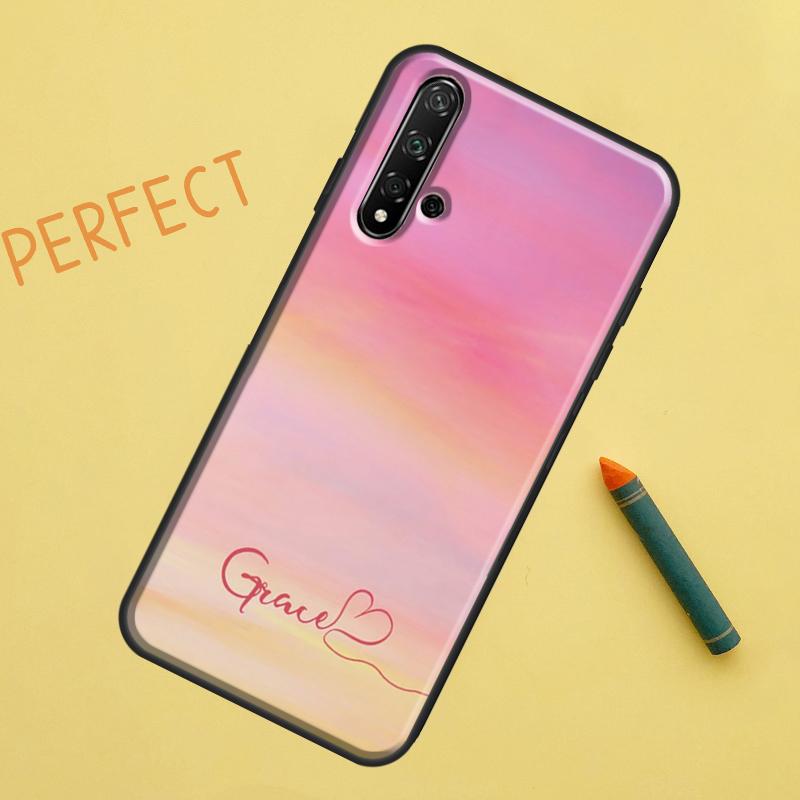 Personalised Watercolour Name Heart Case For Huawei P Smart 2019 Nova 5T 9 10 SE 3i 8i 11i Y60 Y61 Y70 Y90 P20 P40 Lite P30 Pro