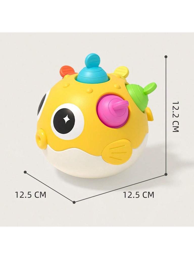 Baby Rattles, Baby Pufferfish Tumbler Toys, Educational Plug-in Fun, Chewable Teethers, Built-in Bells for Newborn Gifts