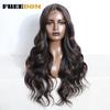 FREEDOM Synthetic Lace Front Wigs For Women 26 inches Body Wave Wig Ombre Brown Blonde Lace Wig Synthetic Highlight Cosplay Wig