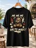Unisex T-shirt Mi Mi Mi Shut Up Embroidered Teddy Graphic T-Shirt with Lightning Bolts And Vintage Beige Red Tones,