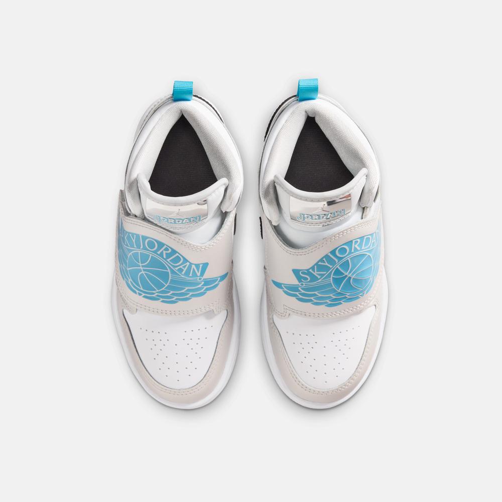 Jordan Sky Jordan 1 Fabric Mid top Children's Basketball Shoes Gray White Children Aged 3 7 Years Old HV4767-014