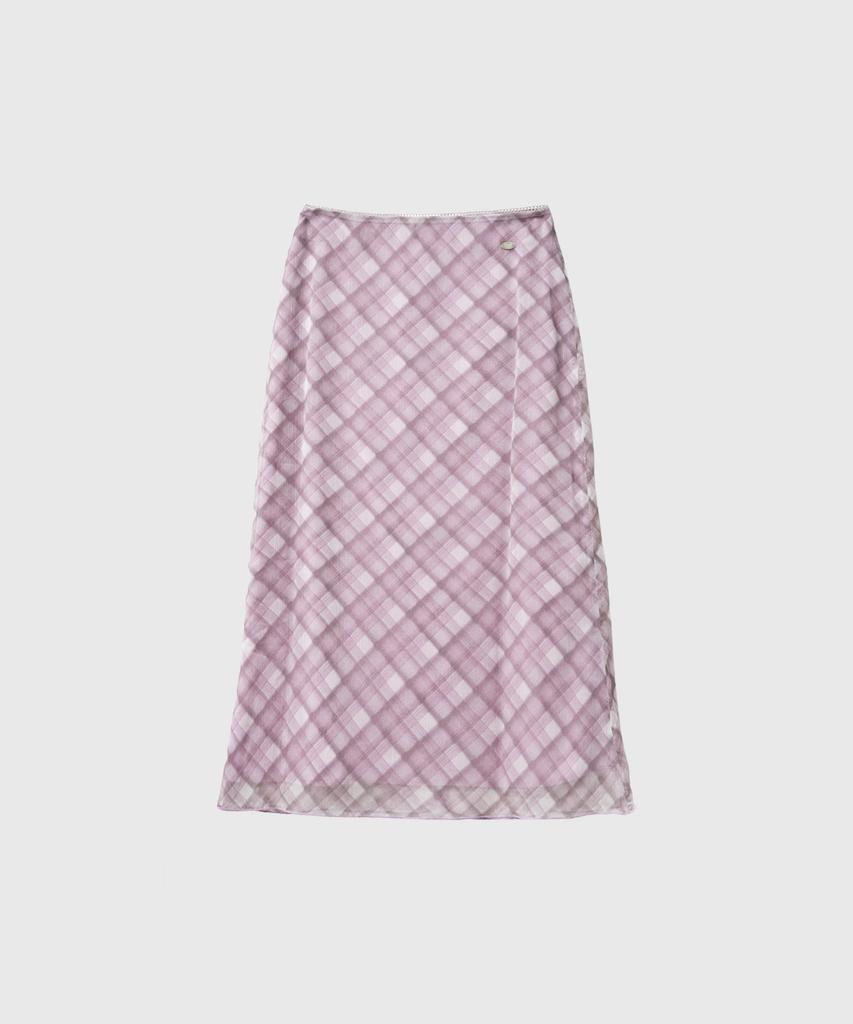 General Idea Check Sheer Long Skirt [Soft Pink] / Gf2Lsk510