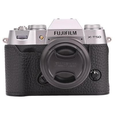 CLC ручной работы чехол для камеры FUJIFILM X-T50, чехол-накидка, сумка для камеры, натуральная кожа с верхом из коровьей кожи и металлической базовой пластиной (черный)