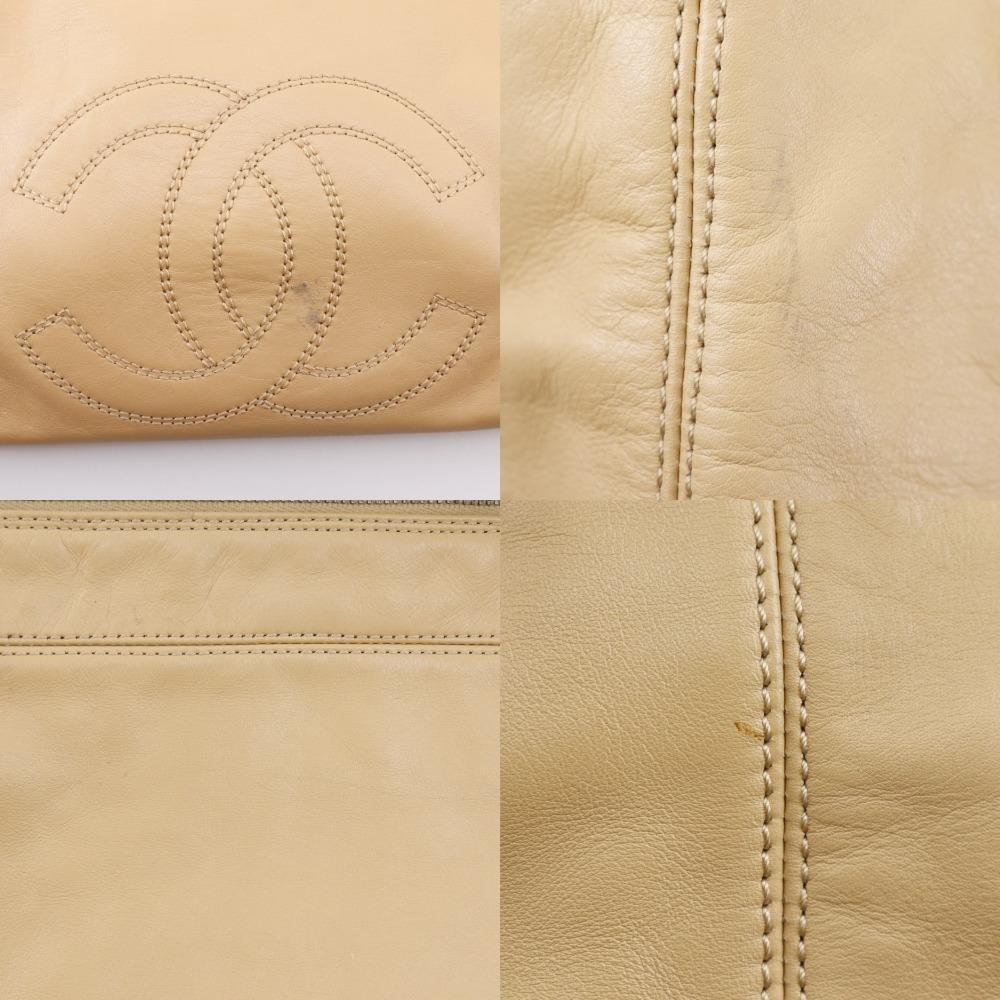 Chanel COCO Mark Shoulder Bag Beige Lambskin Women Used