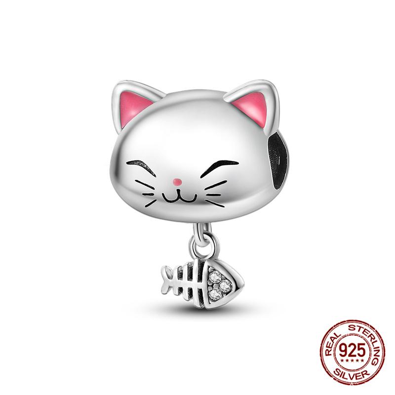 Original Owl Beads 100% 925 Silver Lucky Cat Elephant Charms Fit Original 925 Bracelet DIY Jewelry Making Women's Gift