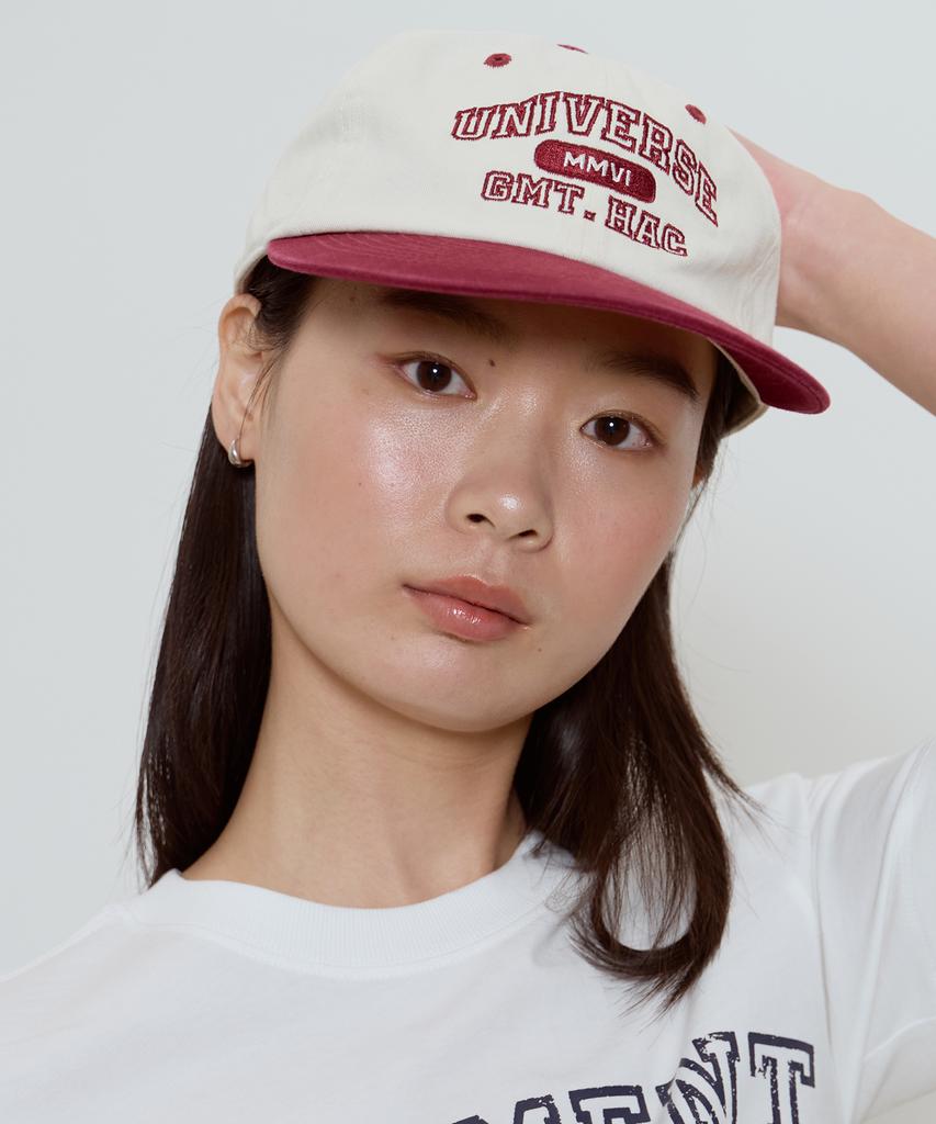 Кепка Yunibeoseugameonteu Ug с двухцветным логотипом, вымытая_Бордовая