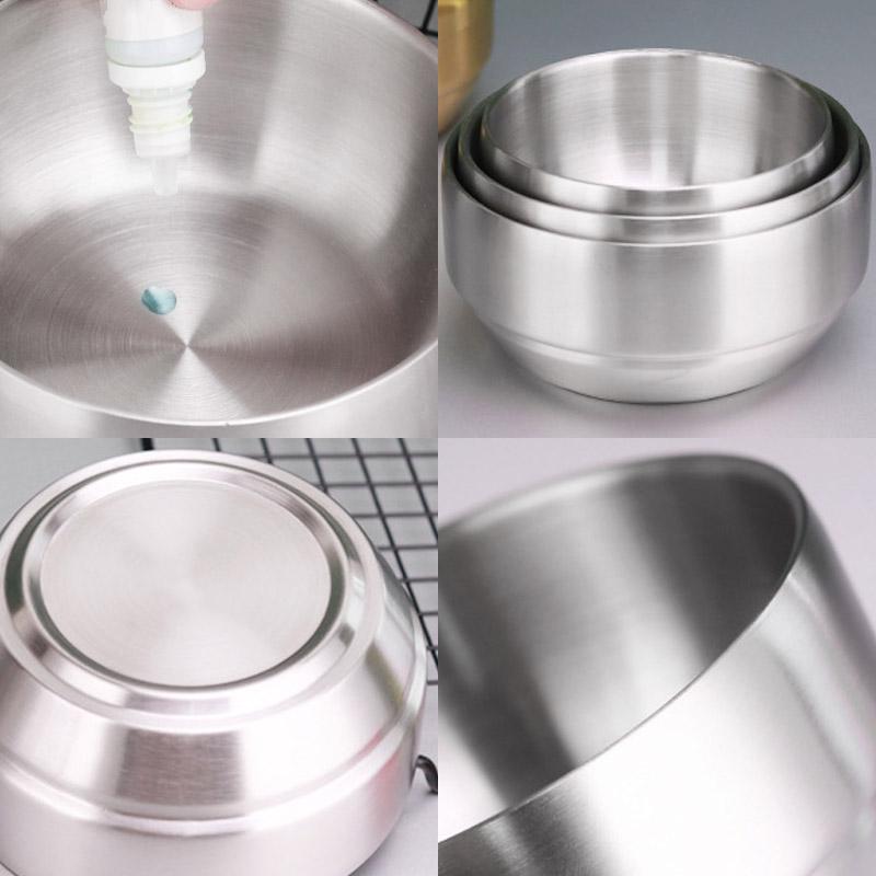 Корейский стиль 304 Двухслойная миска для риса из нержавеющей стали с крышкой Миска для супа и риса Кухня Дом Креативная детская маленькая миска Кухня