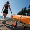 Kayak Cart, 113.4 kg Load Capacity, Foldable Kayak Trolley with 25.4 cm Solid Rubber Tires & 1 Ratchet Strap, Paddle Board Trolley for Carrying