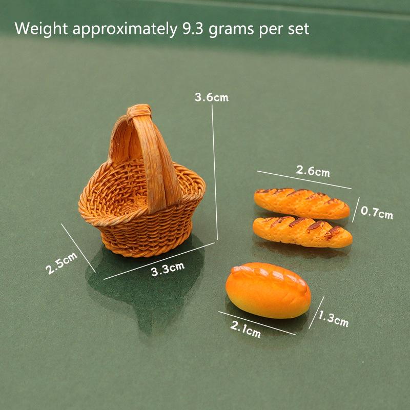 Miniature Dollhouse Fruit And Bread Basket Model Accessories Pretend Kitchen Food For Doll Toy Scene Photography Props