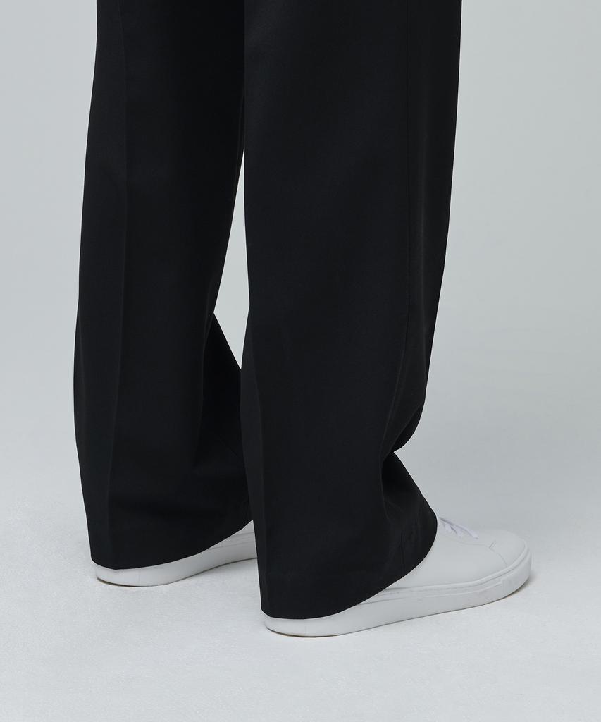MUSINSA STANDARD Heavyweight Fleece-Lined Wide Hidden Elastic Waist Slacks [Black]