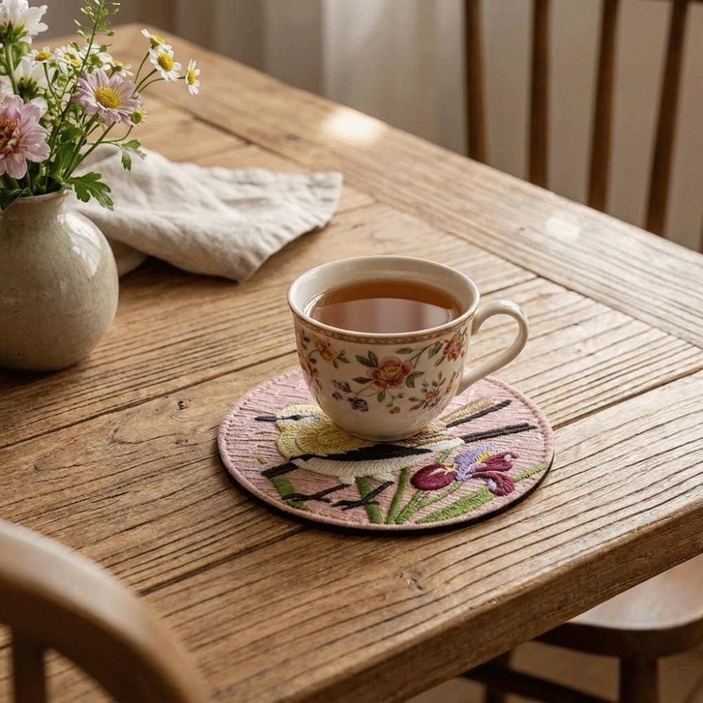 Flower and Bird Print Pot Holder Anti Slip Dining Table Protector Dining Table