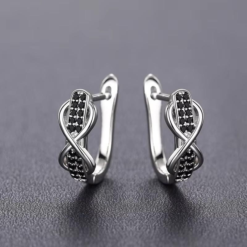 Huitan Fashion великолепные серьги-кольца с дизайном «Бесконечность» для женщин, черные кубические цирконии, изысканные аксессуары, нежные украшения для вечеринок