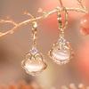 Trendy Fashion Simple Opal Ruyi Earrings Light Luxury Niche Design Exquisite Earrings Personalized High-end Earrings Women