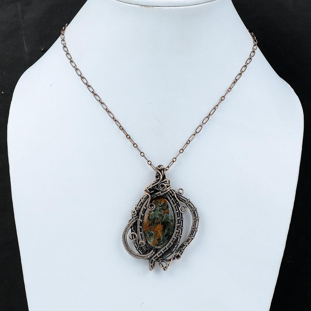 Подвеска из граната спессартина в известняке, медная проволока, обернутая драгоценным камнем, ручная работа, медные украшения, совершенно новые подвесные украшения из проволоки для подарка