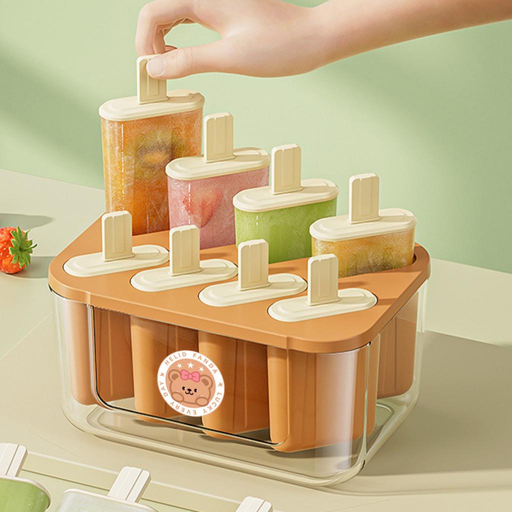 8 Hole Ice Popsicle Mould For Kids Homemade Ice Cream Mold Food Grade Ice-lolly Mold Kitchen Frozen Ice Popsicle Maker