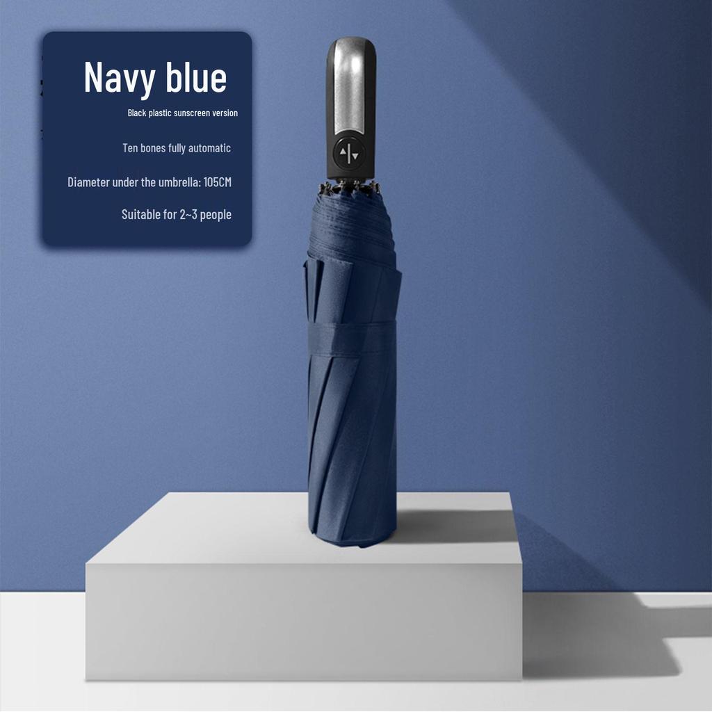 Полностью автоматический трехслойный зонт с черным клеем и защитой от УФ-лучей с логотипом для дождя или солнца