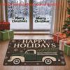1pc, 2D Flat Printing, Christmas Vintage Pickup Truck "HAPPY HOLIDAYS" Entrance Doormat | Non-Slip Machine Washable Polyester | Suitable for Entryway/