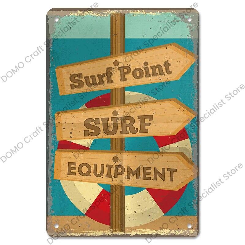 Surfing Board Poster Vintage Metal Tin Signs Enjoy Summers Metal Plaque Retro Wall Art Decor for Surf Club Pub Bar