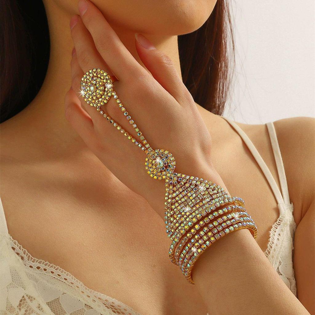 Townka Rhinestone Bracelet: Elegant Multilayer Design for Women, Perfect for Latin, Ballroom, or Belly Dance.