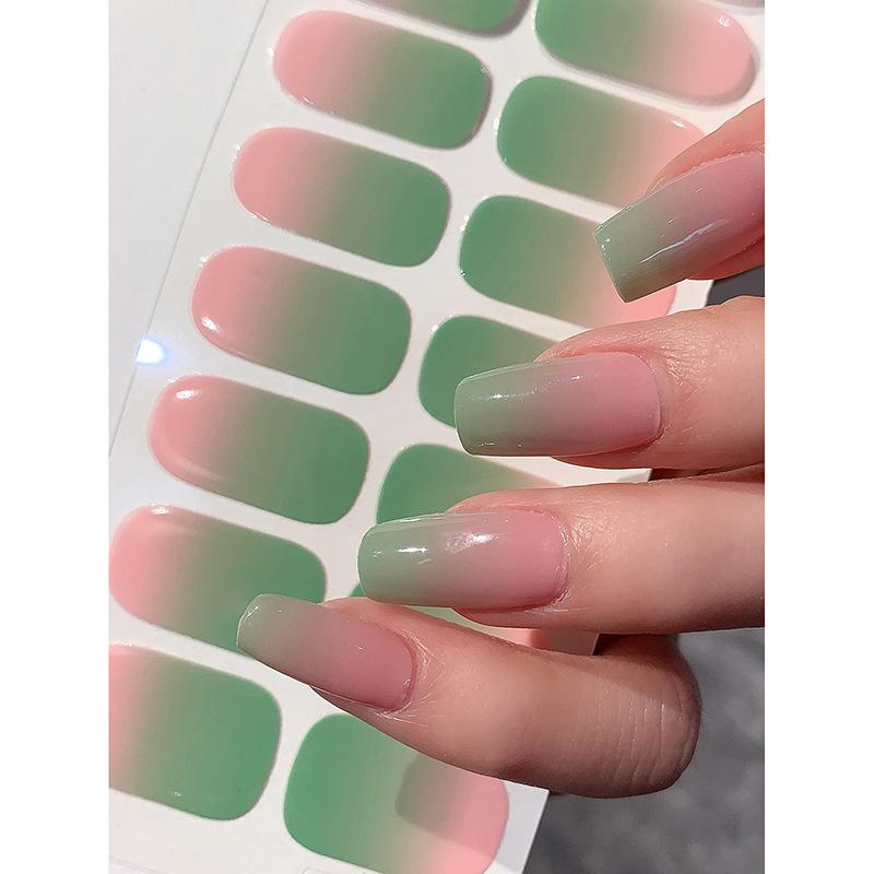 Полуотвержденные гелевые наклейки для ногтей Nude, долговечные наклейки для французского маникюра с УФ-лампой Omber, водостойкие полуотвержденные наклейки для ногтей 16 шт.