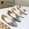 Fashion Crystal Bowtie Ballets Shoes Woman OL Spring Office Footwear Roll-Up Loafers Big Size 42/43 D'osay Pointed Toe Flats Women