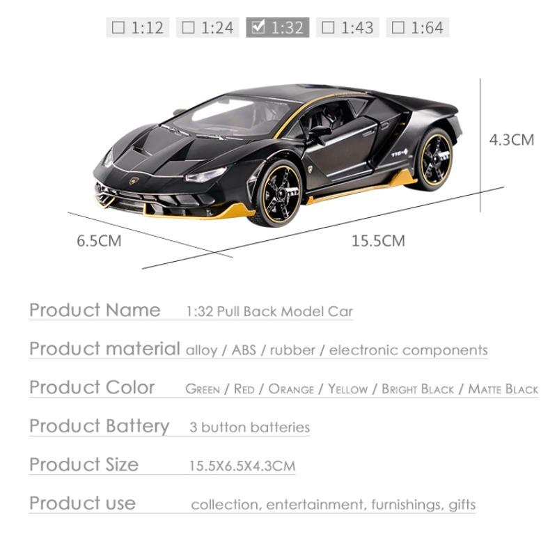 1/32 Lamborghini LP770 автомобиль литой спортивный автомобиль модель литой звук супер гоночный подъемный хвост детская игрушечная машинка для детей мальчик подарок