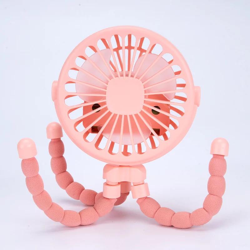 USB-перезаряжаемый многофункциональный мини-вентилятор Octopus, фиксируемый небольшой портативный настольный вентилятор для детской коляски, велосипеда с мягким ветром