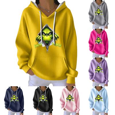 Женская модная повседневная толстовка с длинными рукавами и принтом рождественского ангела