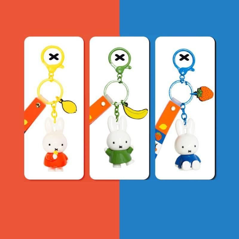 Miffy Rabbit Keychain With Fruit Resin Figure For Car Keys And Bag Charm