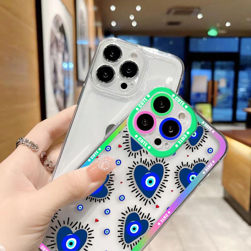 Чехол для телефона «Синий Глаз Удачи» и «Сглаз» для IPhone 17 16e 16 15 14 13 12 11 Air Pro Max X XR XSMax 7 8 Plus, прозрачный мягкий задний чехол