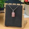 1Pc Healing Crystal Perfume Bottle Necklace Pendant Flat Cylinder Charm Silver Chain Necklaces for Women Jewellery 30x18mm