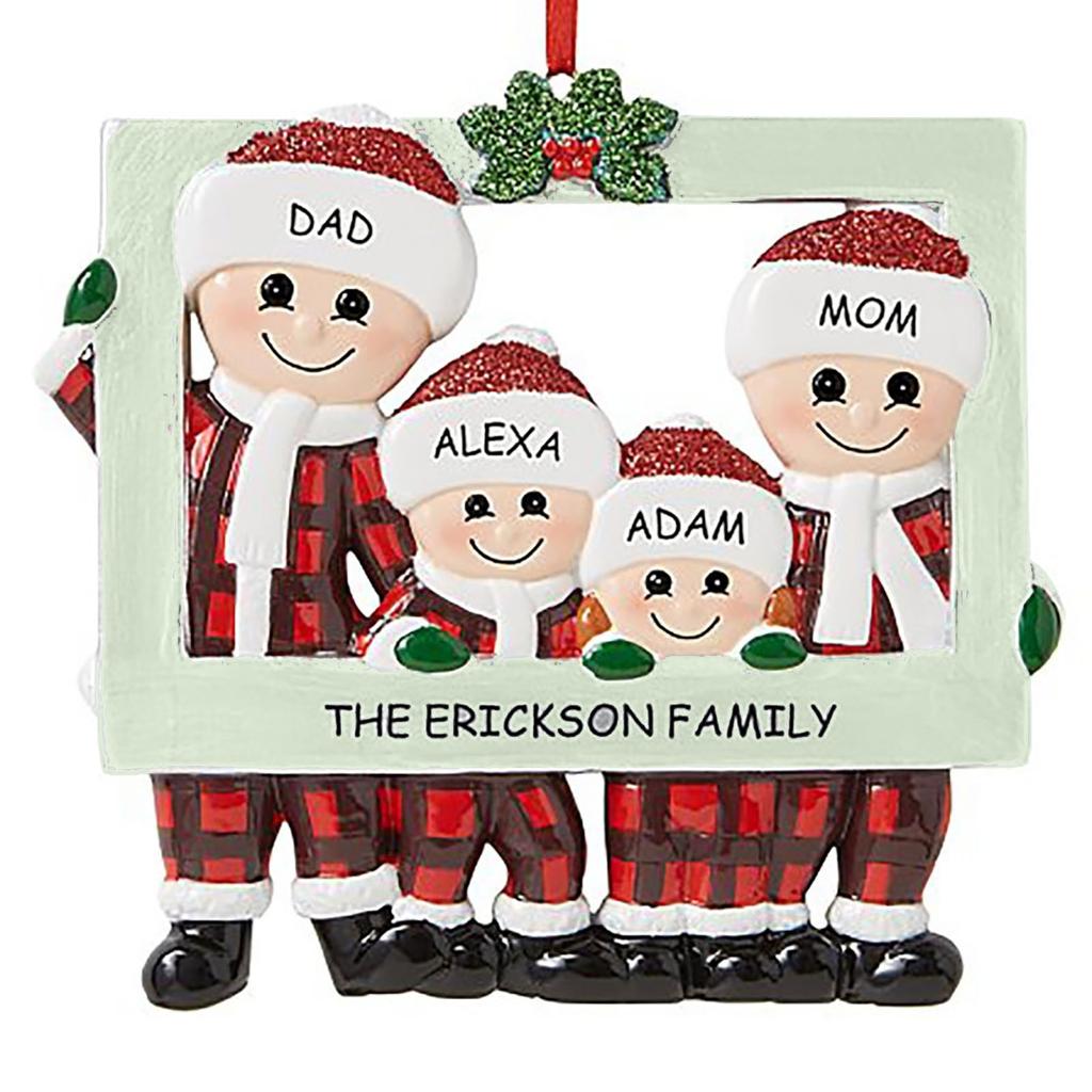 Персонализированная семейная фоторамка, рождественская елочная безделушка, украшение для семьи, 2021, рождественские праздничные украшения