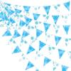 PinkBlume Winter Blue and White Snowflake Triangle Flag Fabric Garland Banner Party Decoration, Approximately 10m Long, Light Blue and White