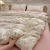 Cream Wind Double Yarn Bedding Four-piece Set Skin-friendly Breathable Washed Sheets Quilt Cover Pillowcase