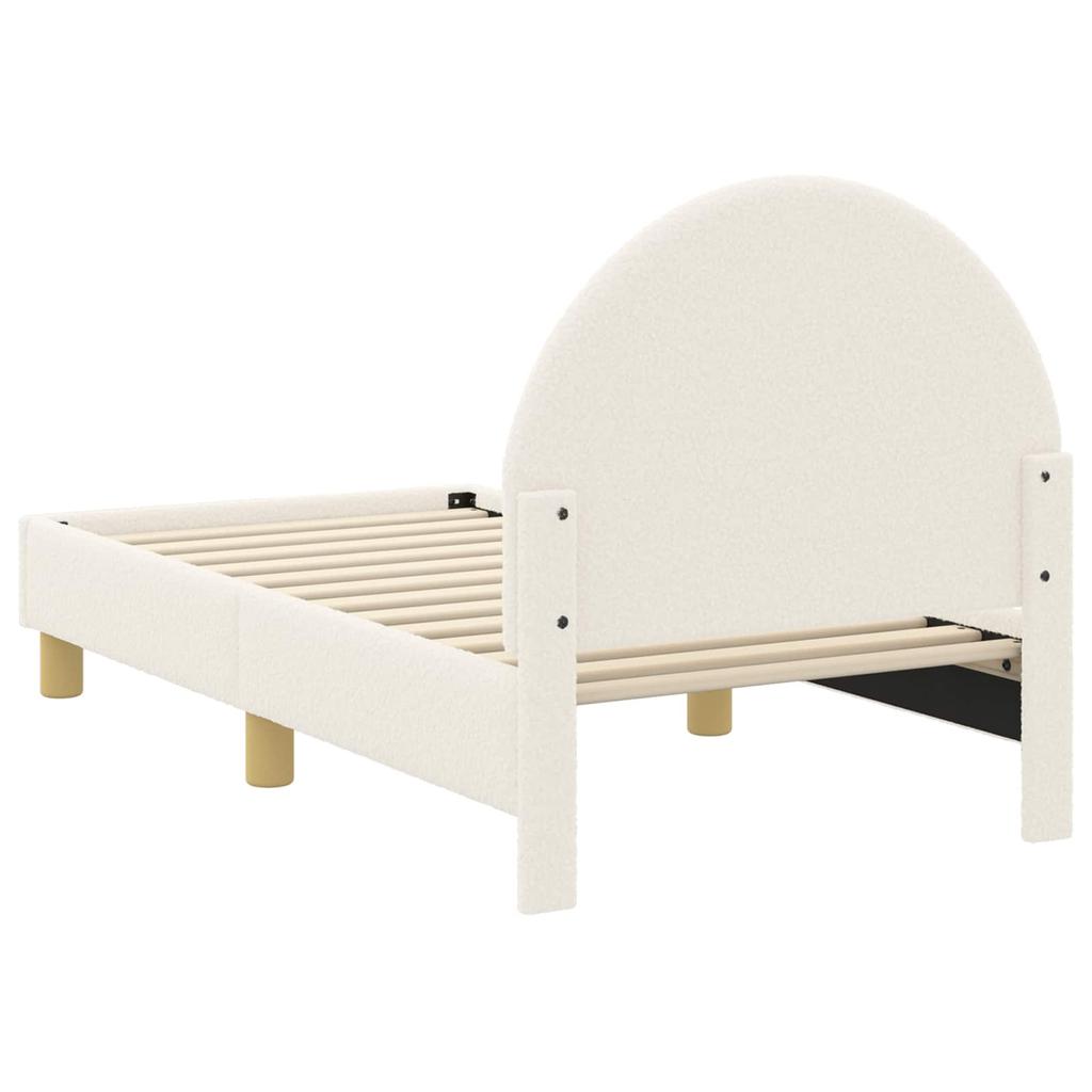 Children s Bed Frame with Headboard Cream 70 x 140 cm Boucle