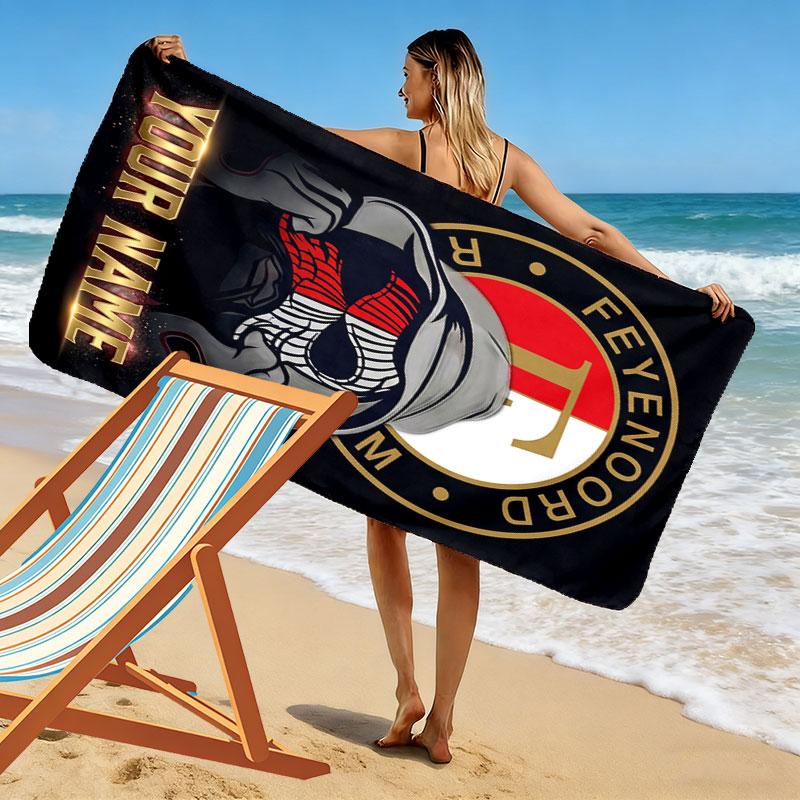 Custom Feyenoord Print Beach Towel, Large Soft Quick Dry Towel for Beach Camping Swimming