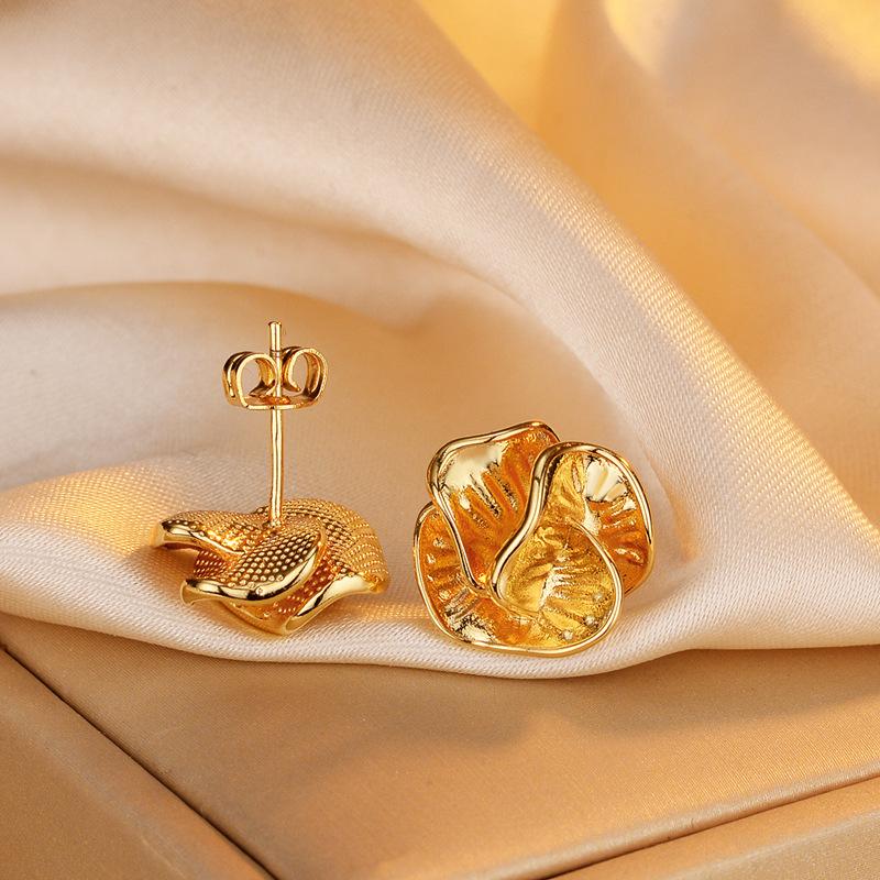 Серьги-гвоздики в форме сложенного цветка в стиле ретро, складные серьги необычной формы с индивидуальным дизайном