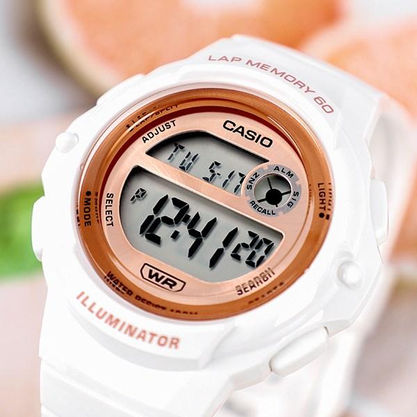 Casio Women's LED Light 100 Meter Water Resistance 60 Lap Memory Running Watch 1200 White A2
