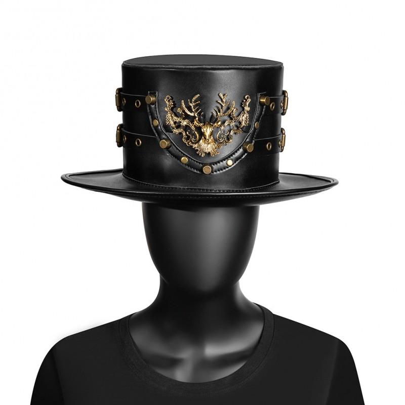 Steampunk Plague Doctor Hat Unisex Punk Fedora Wide Brim Leather Look Costume Accessory Halloween Party